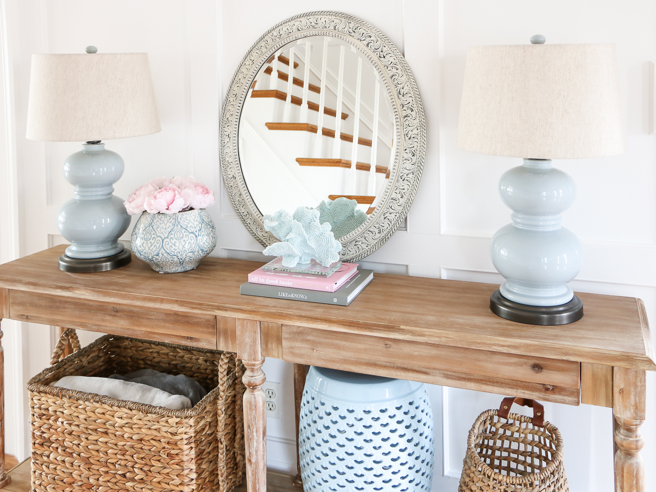 World market wood everett store foyer table