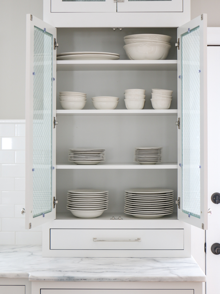 open white kitchen cabinet storage for dishes