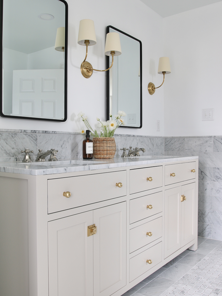 marble bathroom design, SW accessible beige vanity