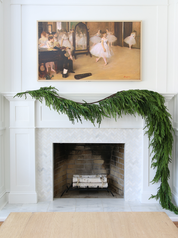 How to hang garland on the mantel for a full draping look