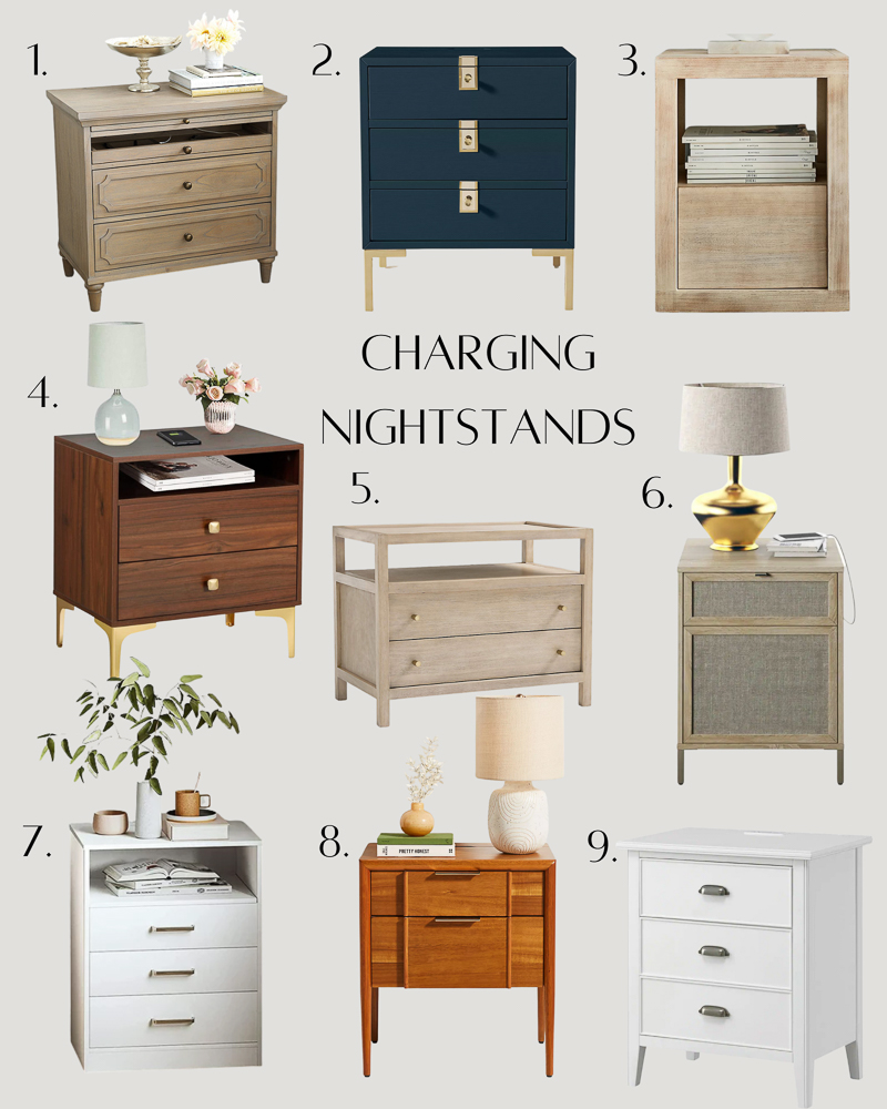 charging drawer nightstand collage
