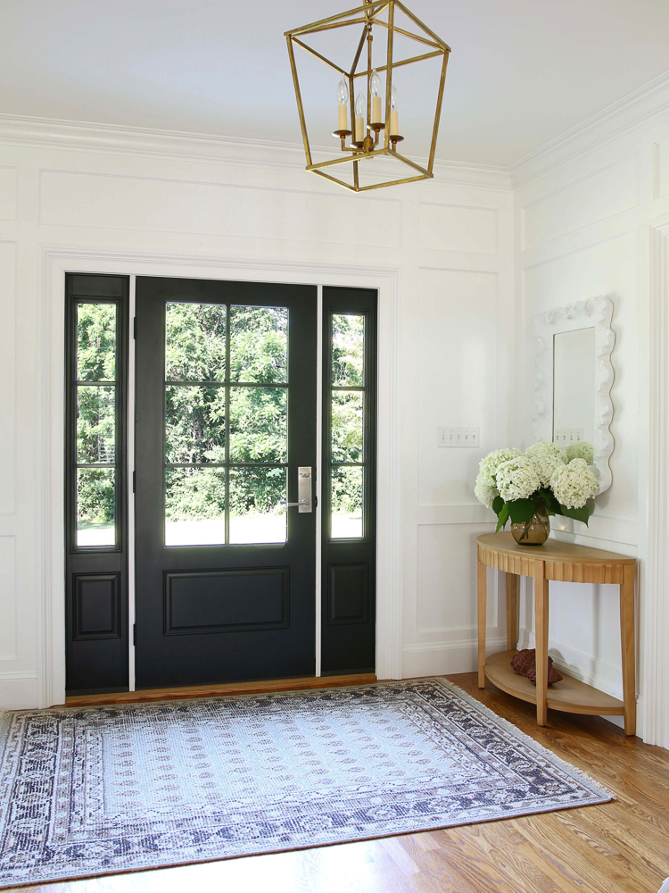 entryway molding, black front door