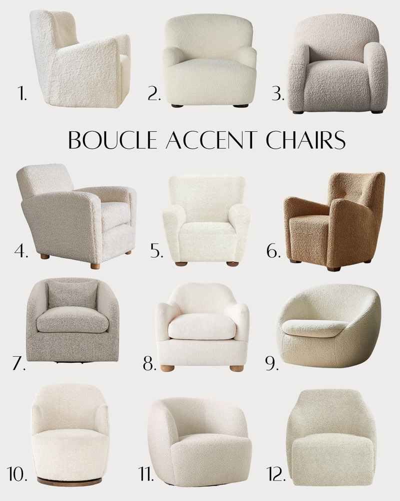 selection of boucle chairs