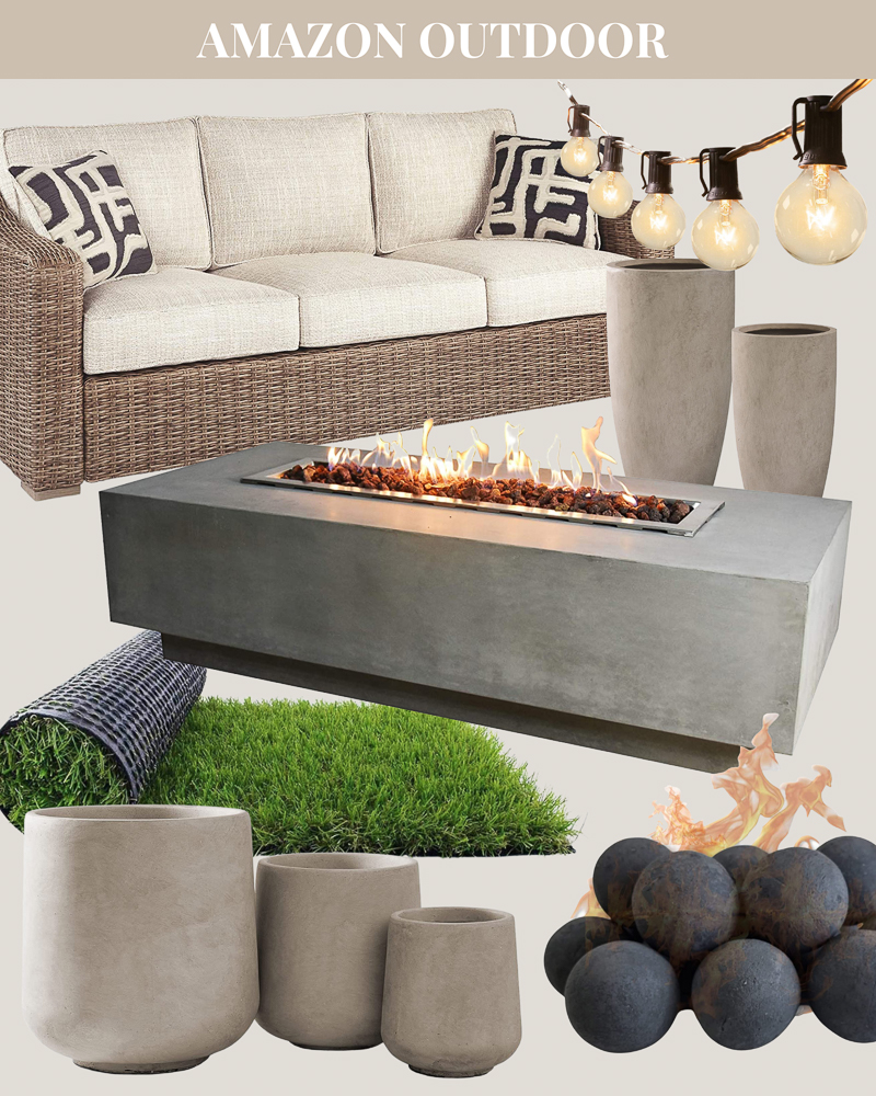 collage of amazon patio furniture and decor