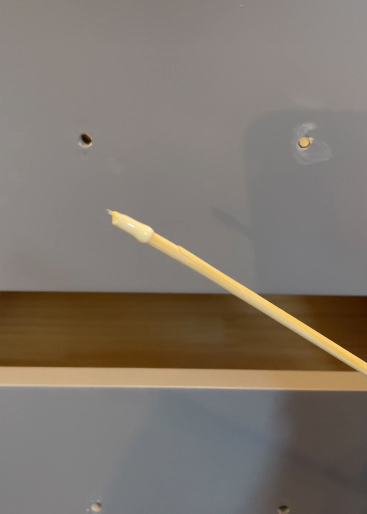 wooden skewer with wood glue on tip