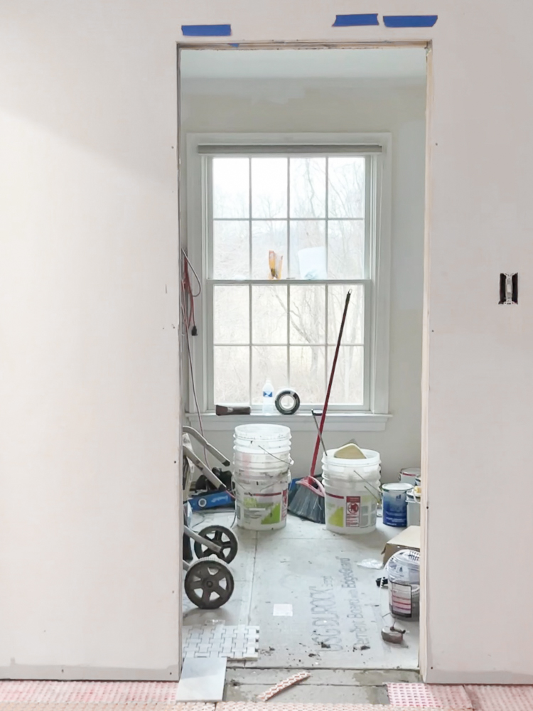 drywall completely up hiding track system for pocket door