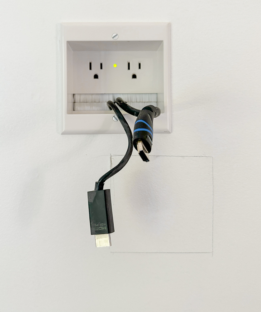recessed wall box with double power outlets and built brush plate