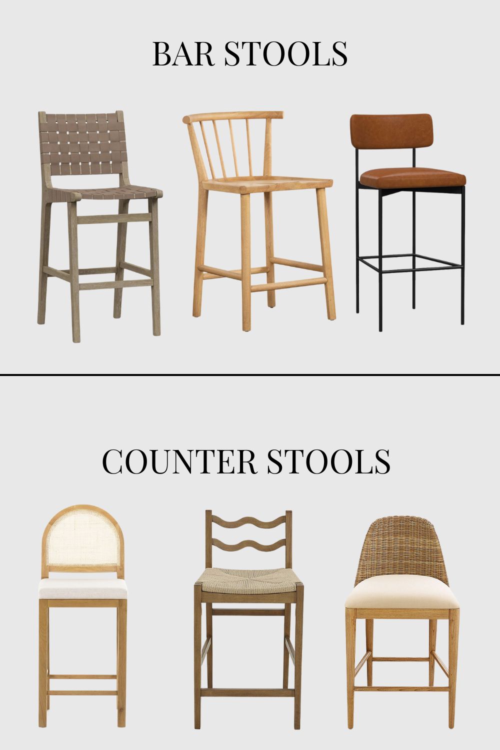 graphic with assortments of bar stools and counter stools
