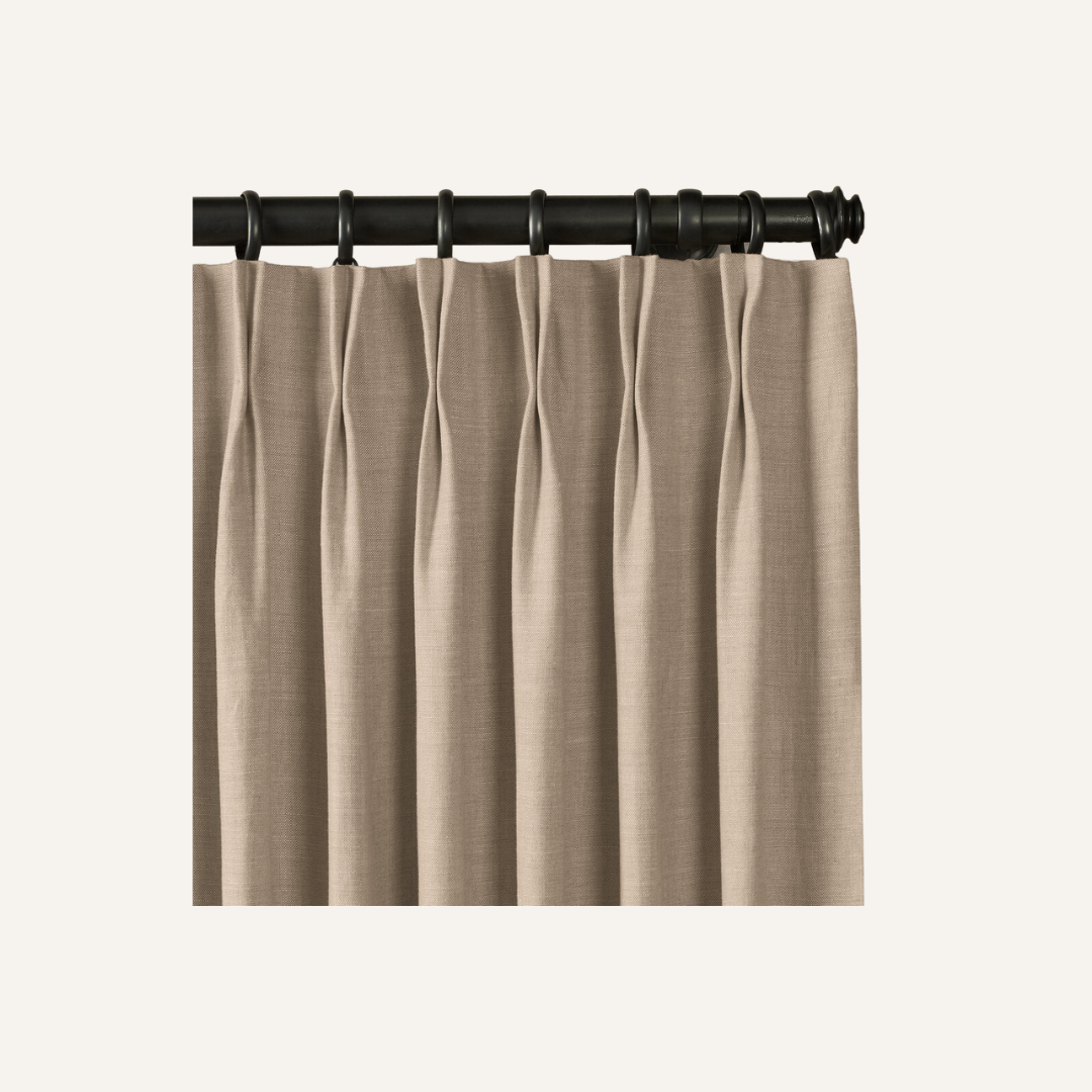 Belgian linen drapery with French pleats from Restoration Hardware