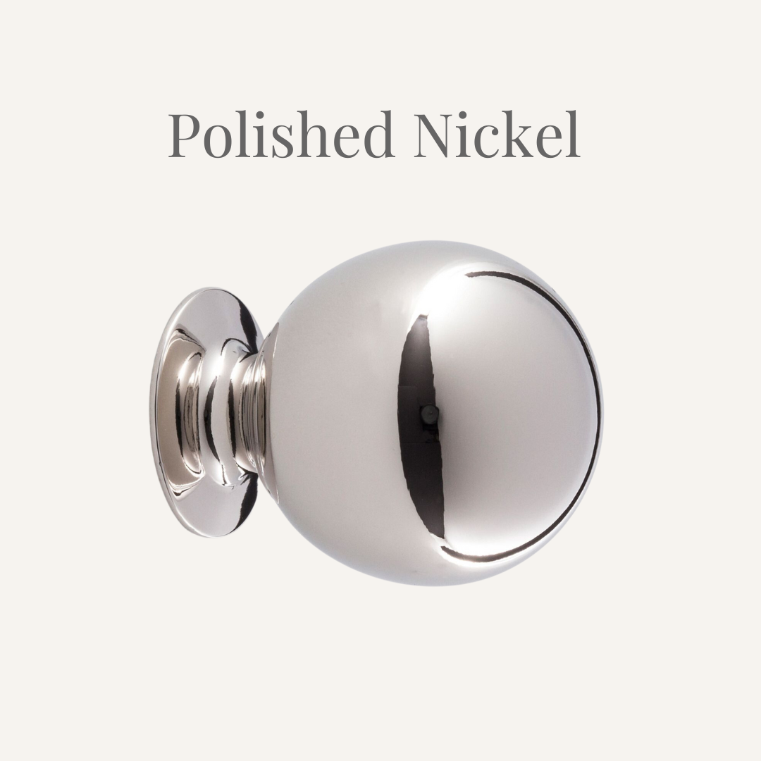 image of polished nickel round cabinet knob