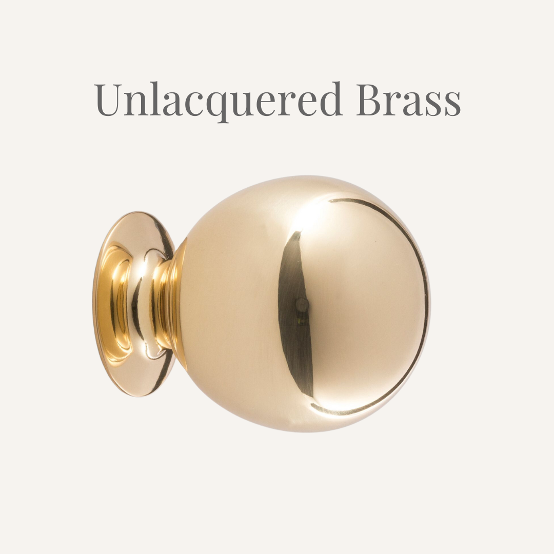 unlacquered brass round cabinet knob