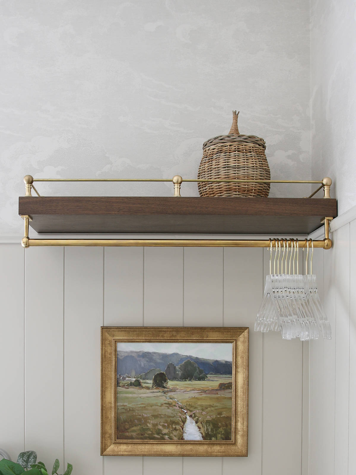 Easy DIY Brass Gallery Rail and Floating Shelf
