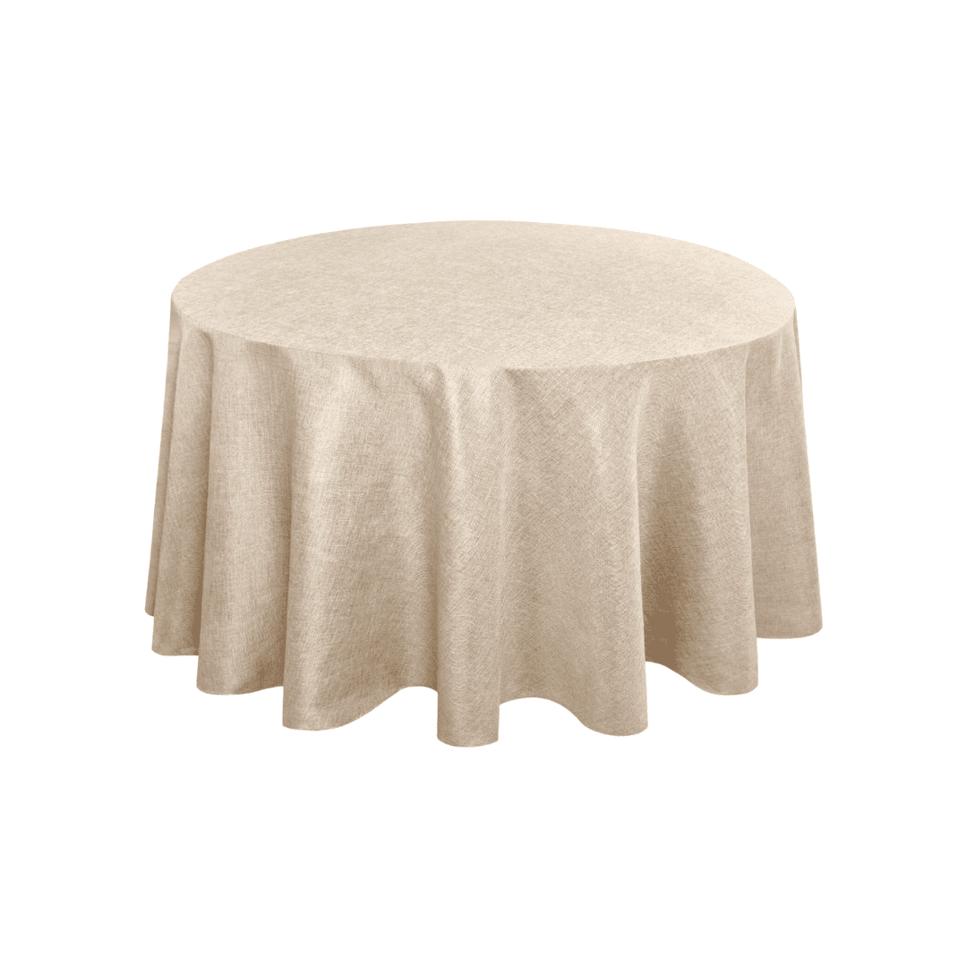 beige round tablecloth for large round table