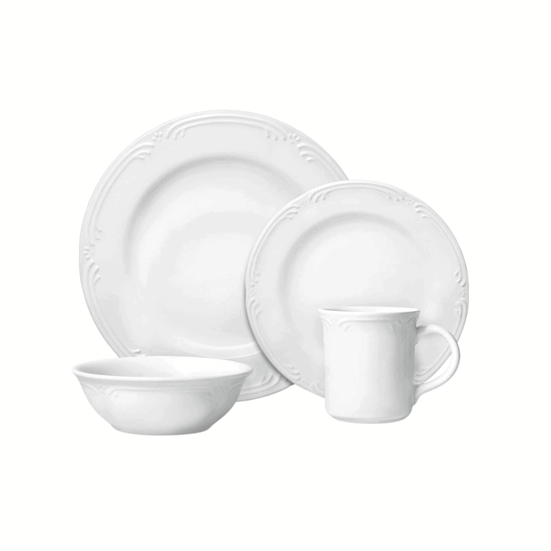 set of white dishes