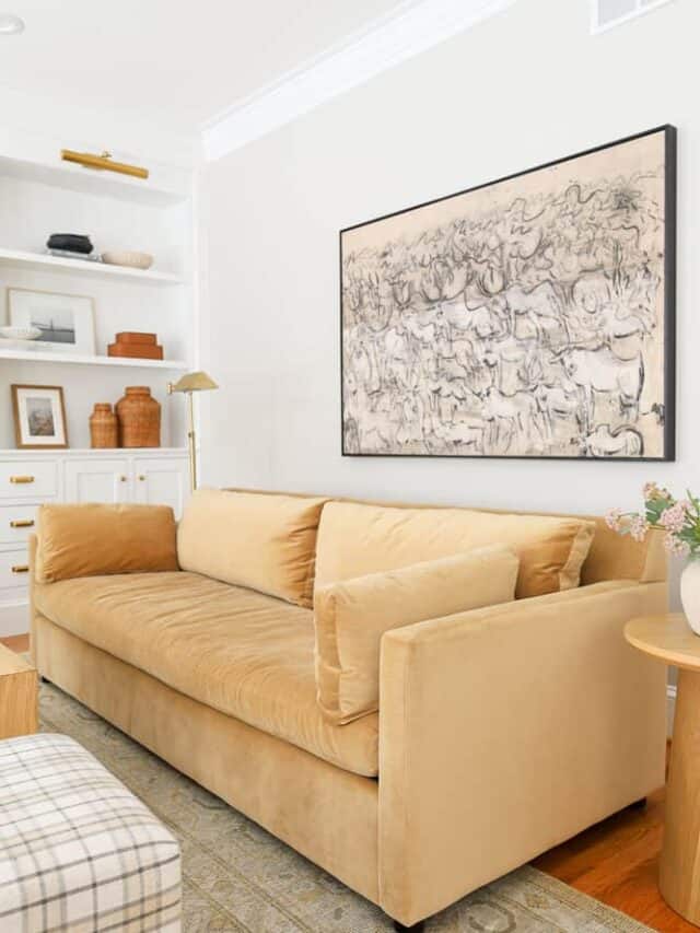 one cushion bench seat sofa in camel velvet fabric