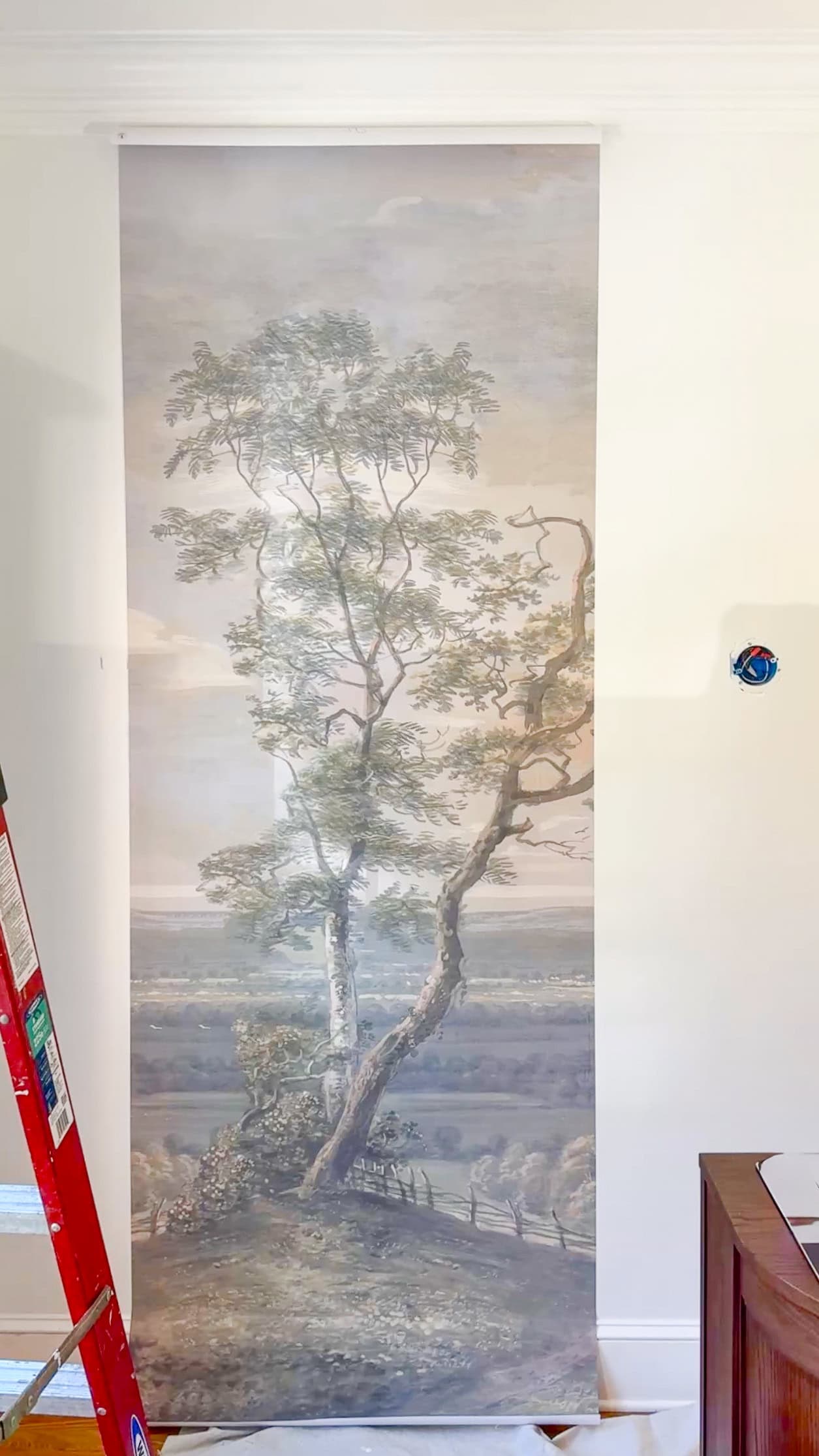 dining room makeover with mural wallpaper